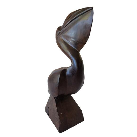 Handmade Other - Vintage Art Hand Carved Pelican Wood Figurine Paper Weight Nautical Home Decor